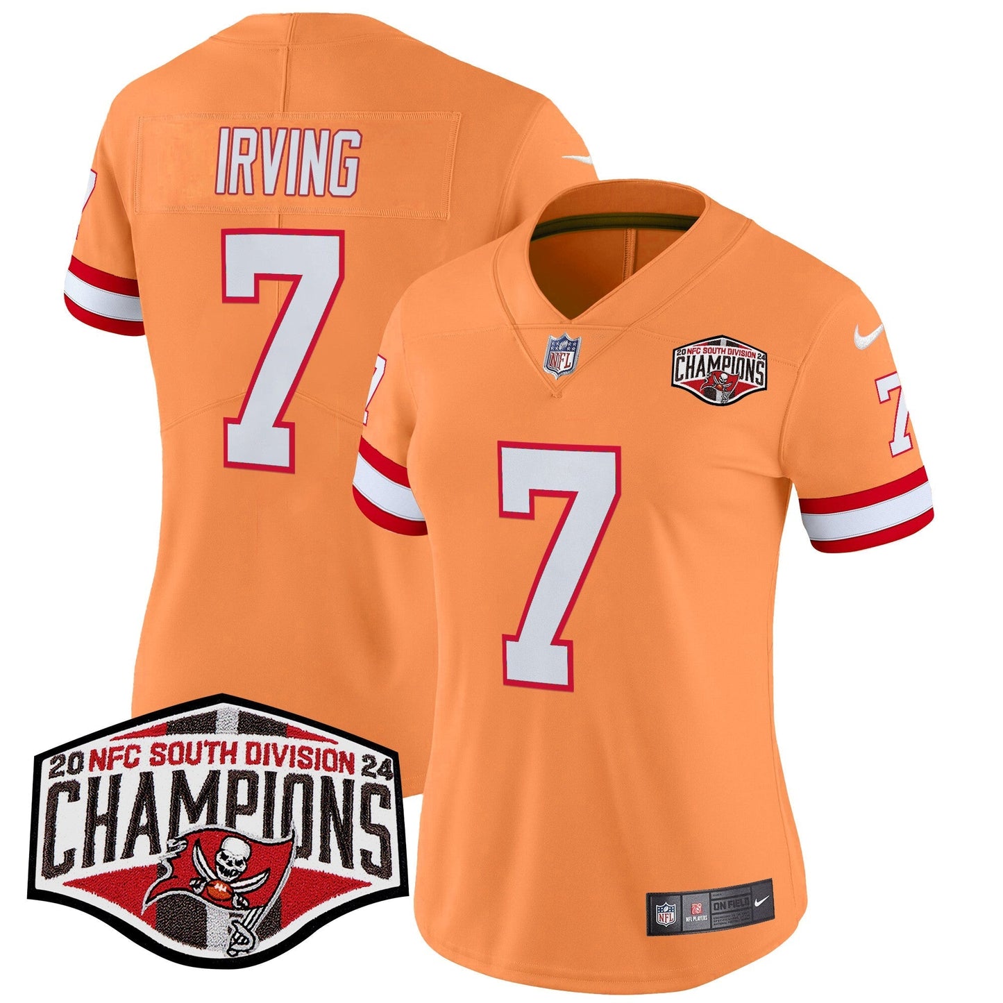 Women's TB Creamsicle 2024 NFC South Division Champions Patch Vapor Limited Jersey - All Stitched