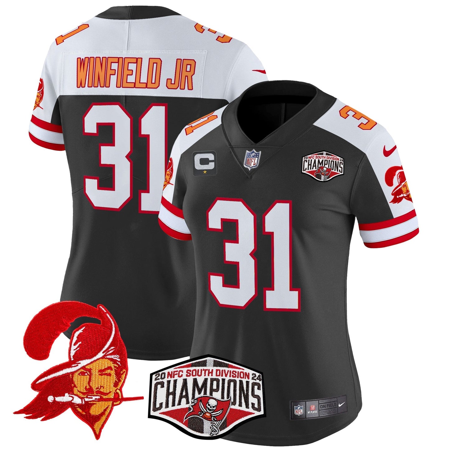 Women's TB Creamsicle 2024 NFC South Division Champions Patch Vapor Limited Jersey - All Stitched