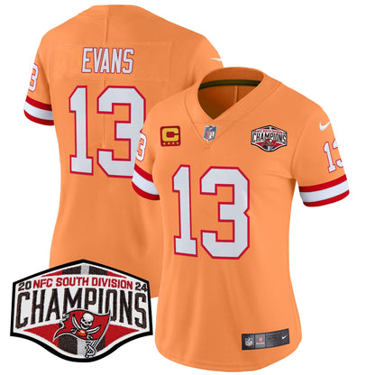Women's TB Creamsicle 2024 NFC South Division Champions Patch Vapor Limited Jersey - All Stitched
