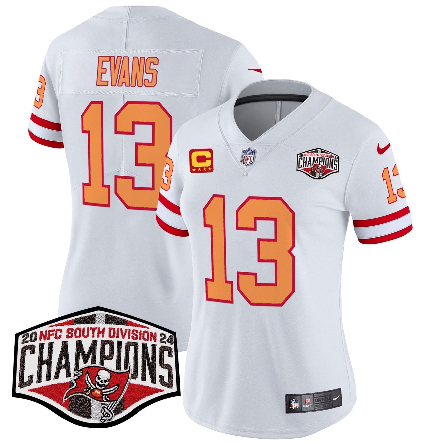 Women's TB Creamsicle 2024 NFC South Division Champions Patch Vapor Limited Jersey - All Stitched