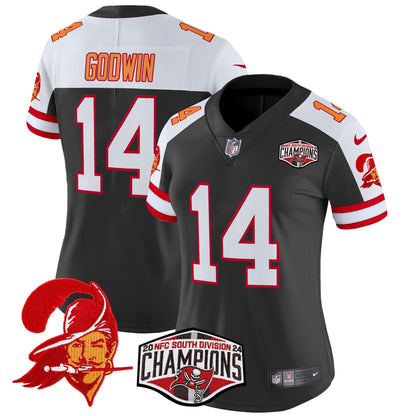 Women's TB Creamsicle 2024 NFC South Division Champions Patch Vapor Limited Jersey - All Stitched