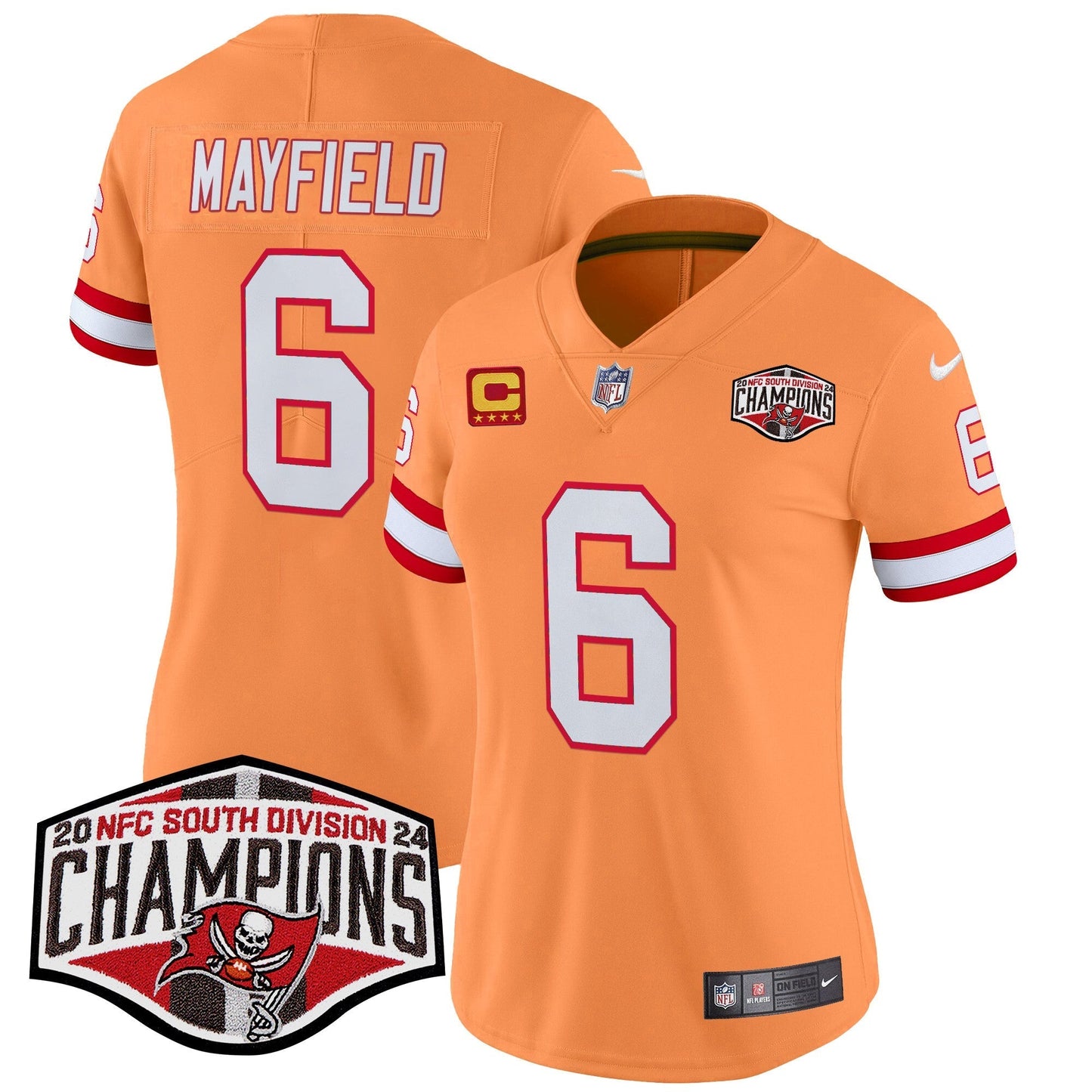Women's TB Creamsicle 2024 NFC South Division Champions Patch Vapor Limited Jersey - All Stitched
