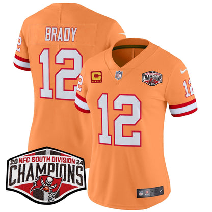Women's TB Creamsicle 2024 NFC South Division Champions Patch Vapor Limited Jersey - All Stitched