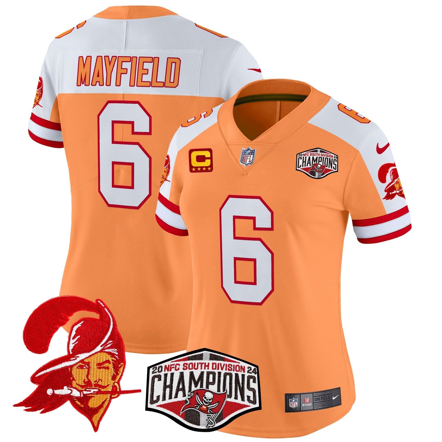 Women's TB Creamsicle 2024 NFC South Division Champions Patch Vapor Limited Jersey - All Stitched