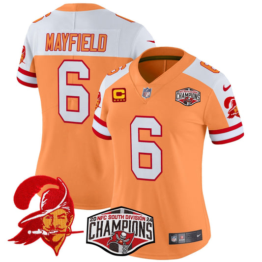 Women's TB Creamsicle 2024 NFC South Division Champions Patch Vapor Limited Jersey - All Stitched