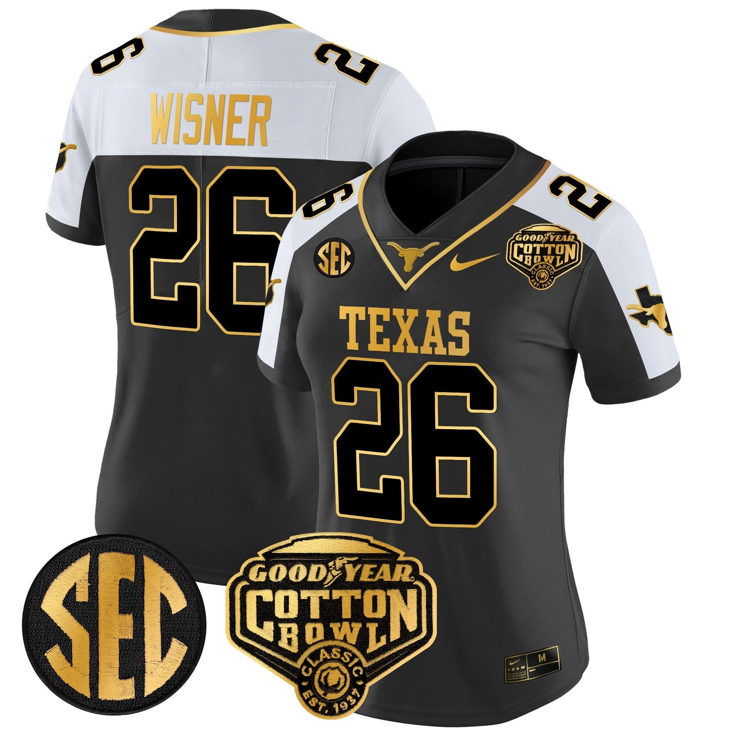 Women's TEX Cotton Bowl Patch Gold Vapor Limited Jersey - All Stitched