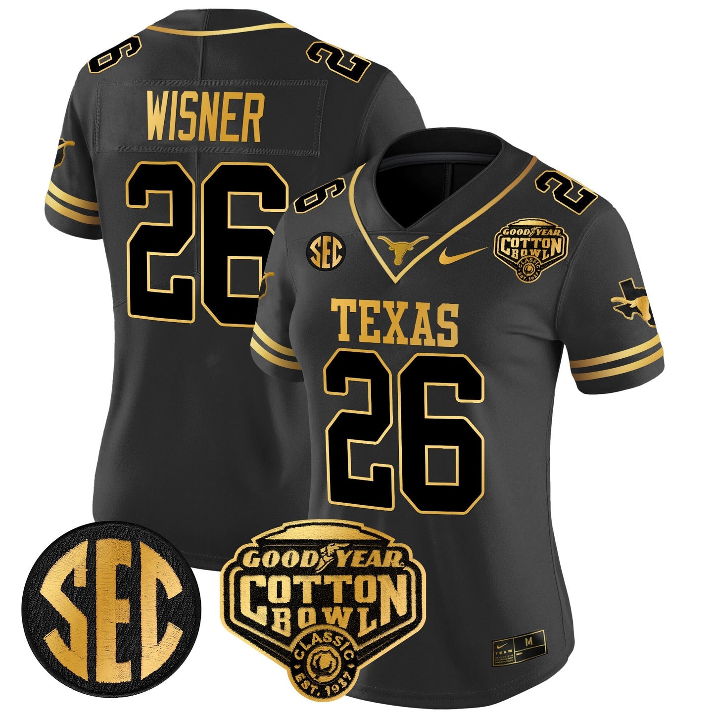 Women's TEX Cotton Bowl Patch Gold Vapor Limited Jersey - All Stitched