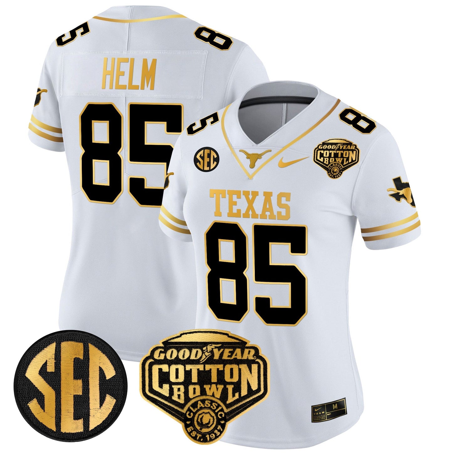 Women's TEX Cotton Bowl Patch Gold Vapor Limited Jersey - All Stitched