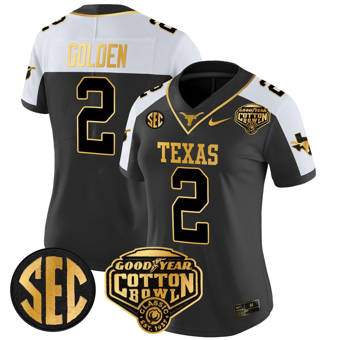 Women's TEX Cotton Bowl Patch Gold Vapor Limited Jersey - All Stitched