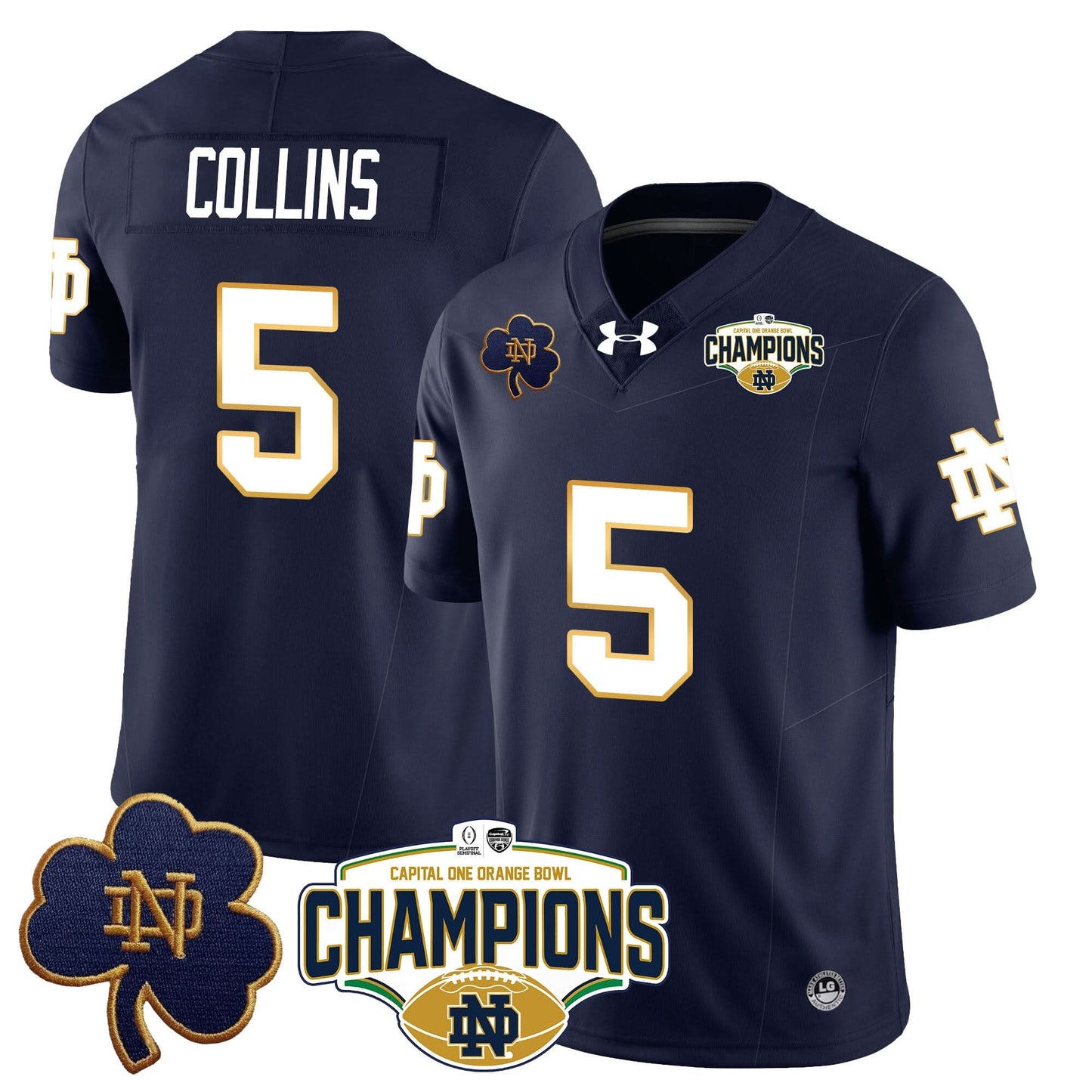 Notre Dame Fighting Irish 2025 Orange Bowl Champions Jersey N5 - All Stitched