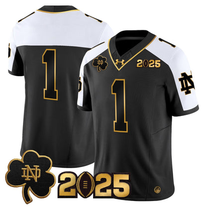 Notre Dame Fighting Irish 2025 CFP Final Patch Gold Vapor Limited Jersey - All Stitched