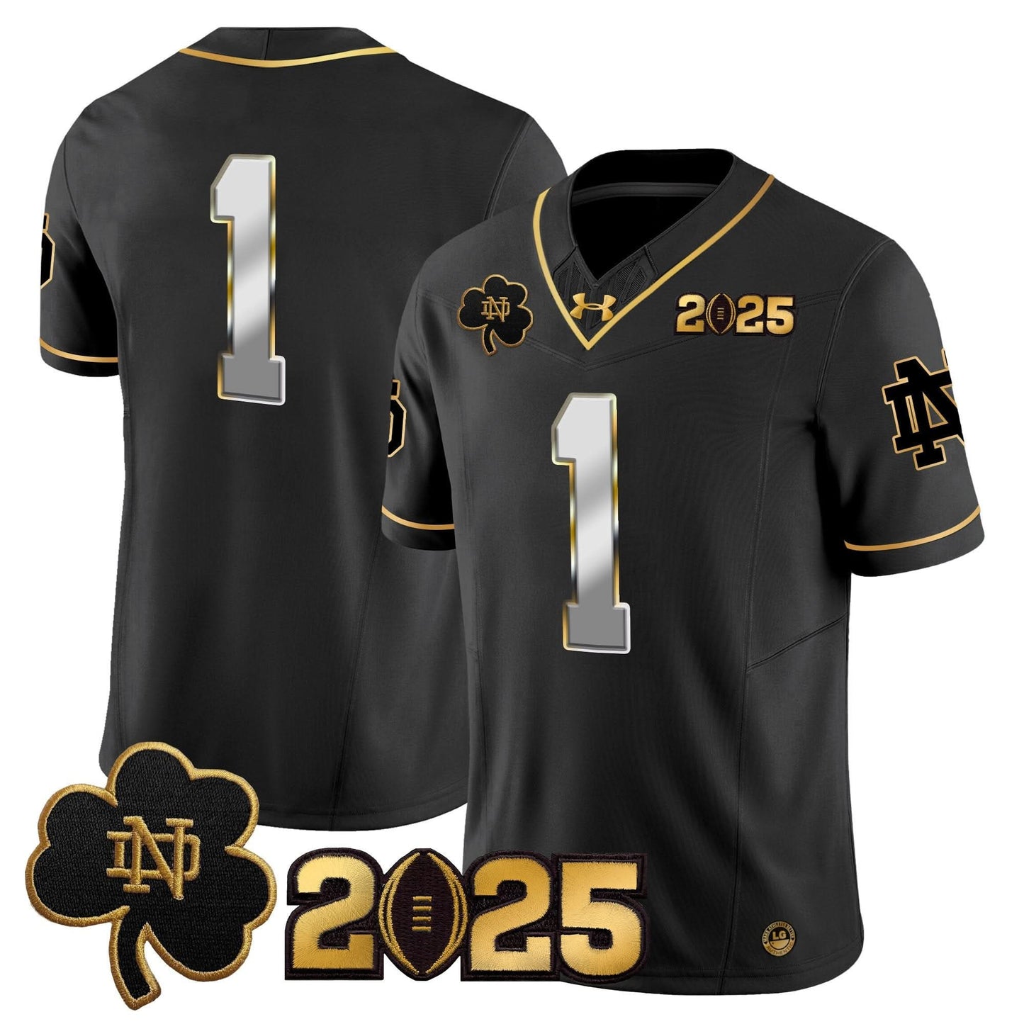 Notre Dame Fighting Irish 2025 CFP Final Patch Gold Vapor Limited Jersey - All Stitched