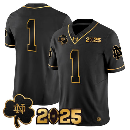 Notre Dame Fighting Irish 2025 CFP Final Patch Gold Vapor Limited Jersey - All Stitched
