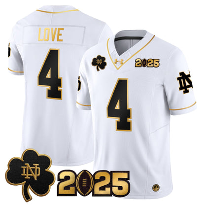 Notre Dame Fighting Irish 2025 CFP Final Patch Gold Vapor Limited Jersey - All Stitched