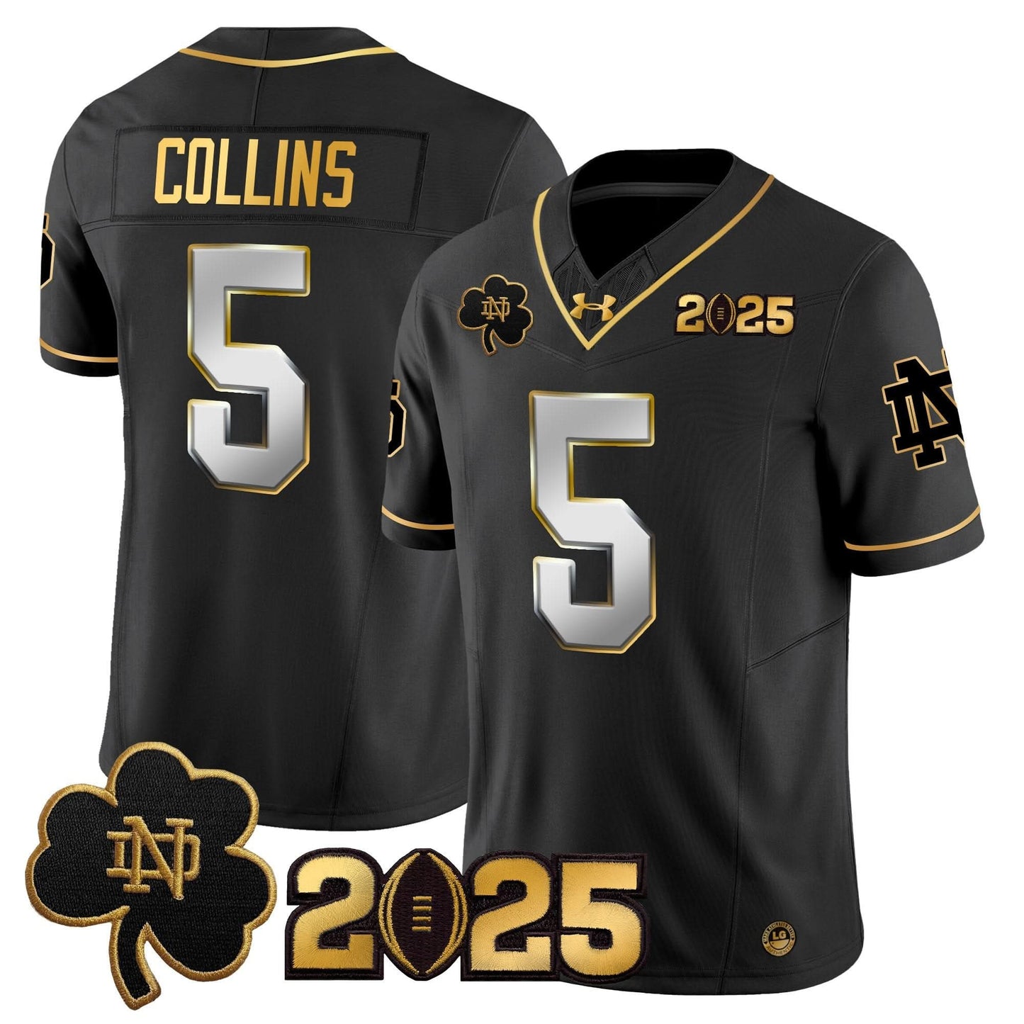 Notre Dame Fighting Irish 2025 CFP Final Patch Gold Vapor Limited Jersey - All Stitched