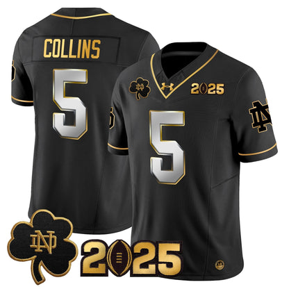Notre Dame Fighting Irish 2025 CFP Final Patch Gold Vapor Limited Jersey - All Stitched