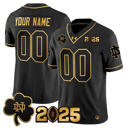 Notre Dame Fighting Irish 2025 CFP Final Patch Gold Vapor Limited Custom Jersey - All Stitched