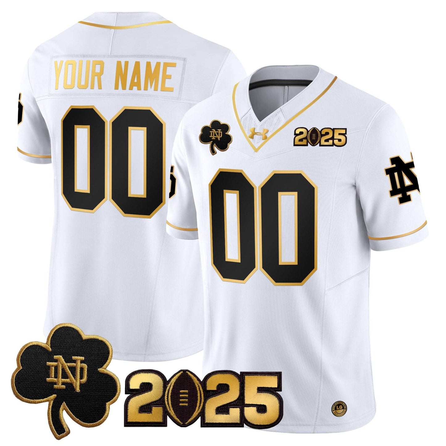 Notre Dame Fighting Irish 2025 CFP Final Patch Gold Vapor Limited Custom Jersey - All Stitched