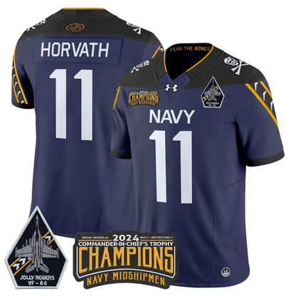 Navy Midshipmen 2024 Jolly Rogers VF-84 & Commander-In-Chief's Trophy Champions Patch Vapor Limited Jersey - All Stitched