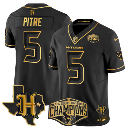 Men's Houston Texans 2024 AFC South Division Champions Patch Gold Vapor Limited Jersey - All Stitched