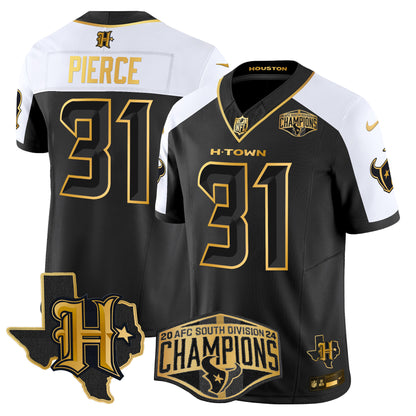 Men's Houston Texans 2024 AFC South Division Champions Patch Gold Vapor Limited Jersey - All Stitched