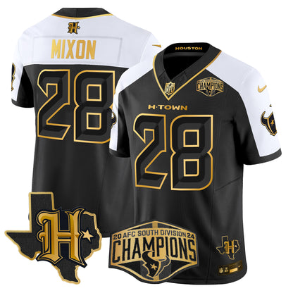 Men's Houston Texans 2024 AFC South Division Champions Patch Gold Vapor Limited Jersey - All Stitched