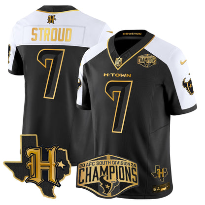 Men's Houston Texans 2024 AFC South Division Champions Patch Gold Vapor Limited Jersey - All Stitched