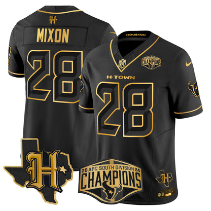 Men's Houston Texans 2024 AFC South Division Champions Patch Gold Vapor Limited Jersey - All Stitched