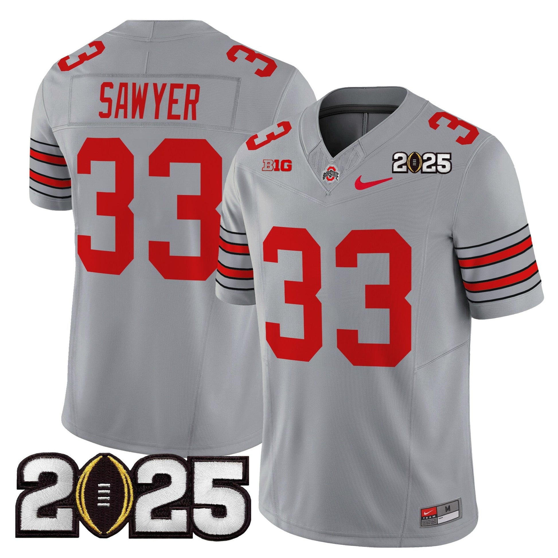 Men's Ohio State Buckeyes 'Heritage Stripe' 2025 CFP Final Patch Vapor Limited Jersey - All Stitched