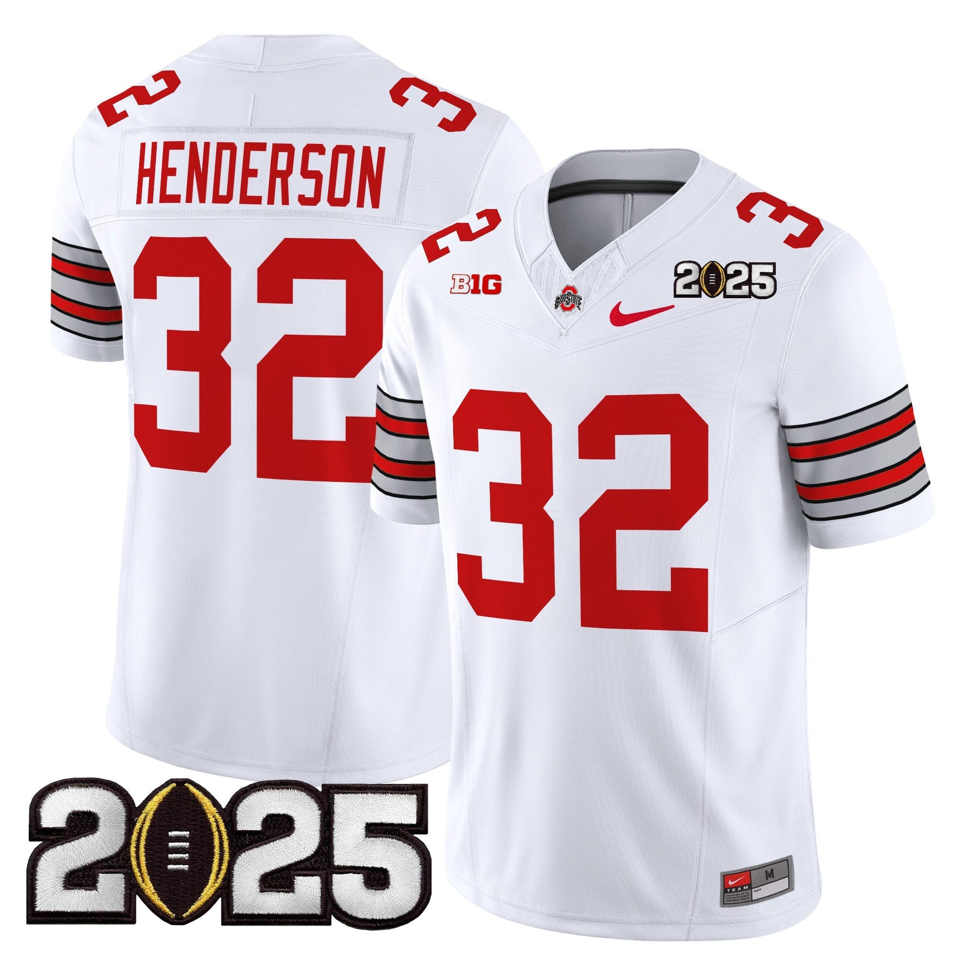 Men's Ohio State Buckeyes 'Heritage Stripe' 2025 CFP Final Patch Vapor Limited Jersey - All Stitched
