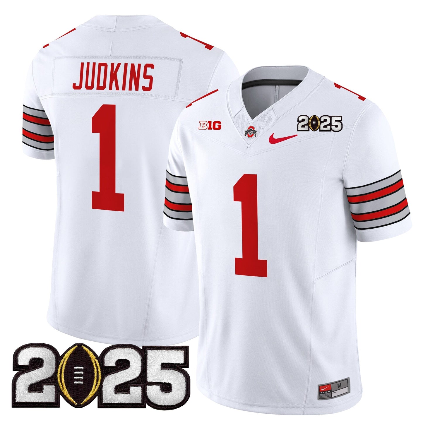 Men's Ohio State Buckeyes 'Heritage Stripe' 2025 CFP Final Patch Vapor Limited Jersey - All Stitched