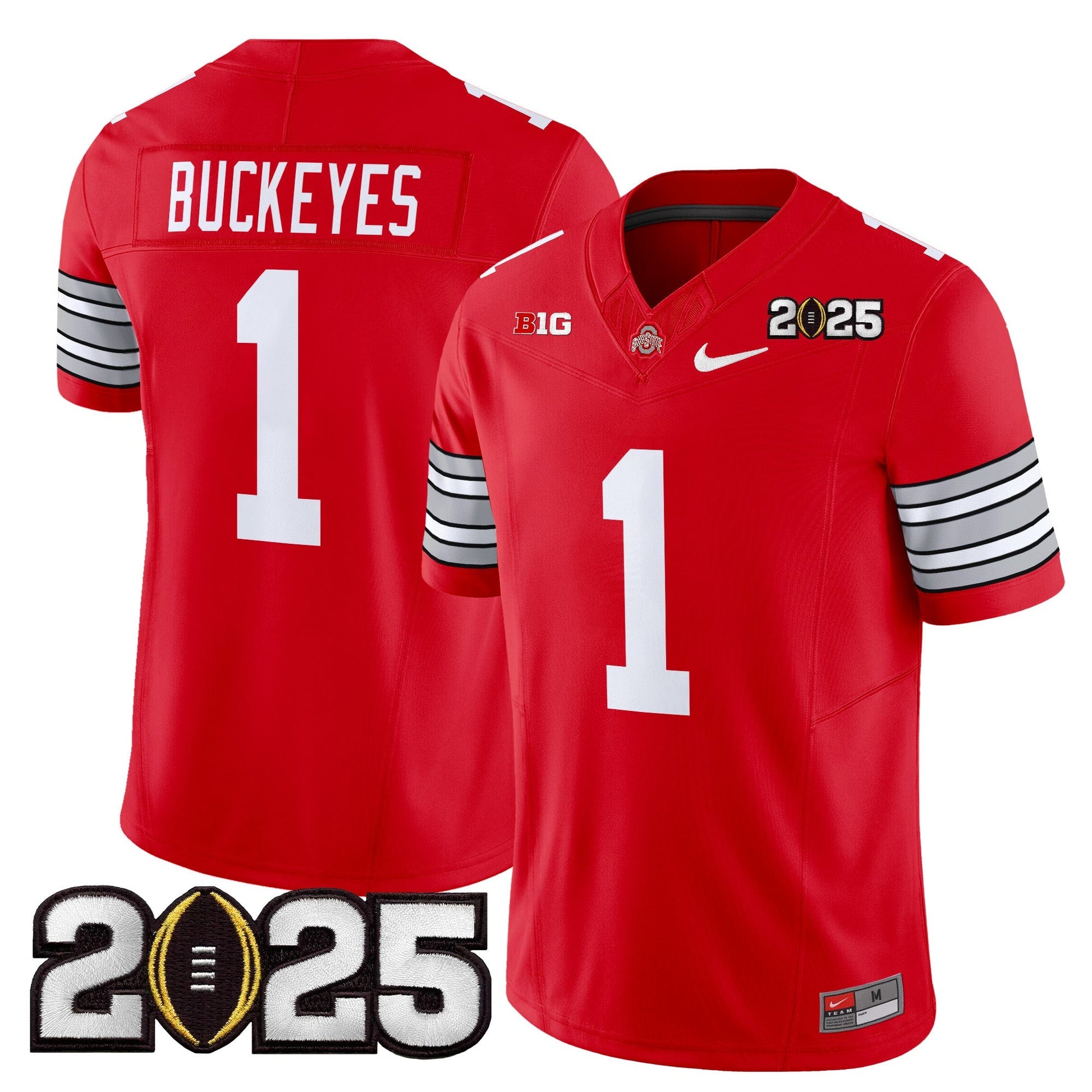Men's Ohio State Buckeyes 'Heritage Stripe' 2025 CFP Final Patch Vapor Limited Jersey - All Stitched