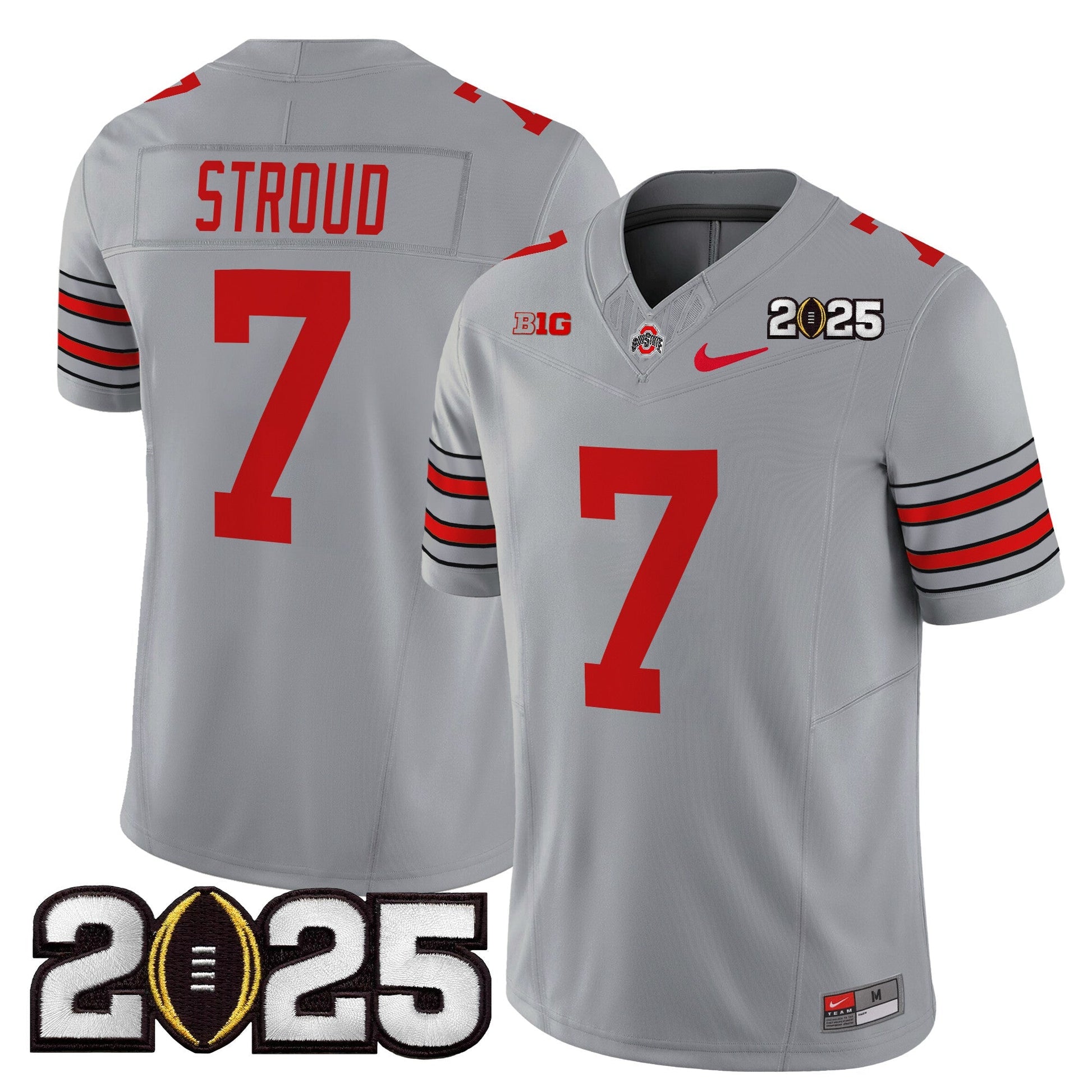 Men's Ohio State Buckeyes 'Heritage Stripe' 2025 CFP Final Patch Vapor Limited Jersey - All Stitched