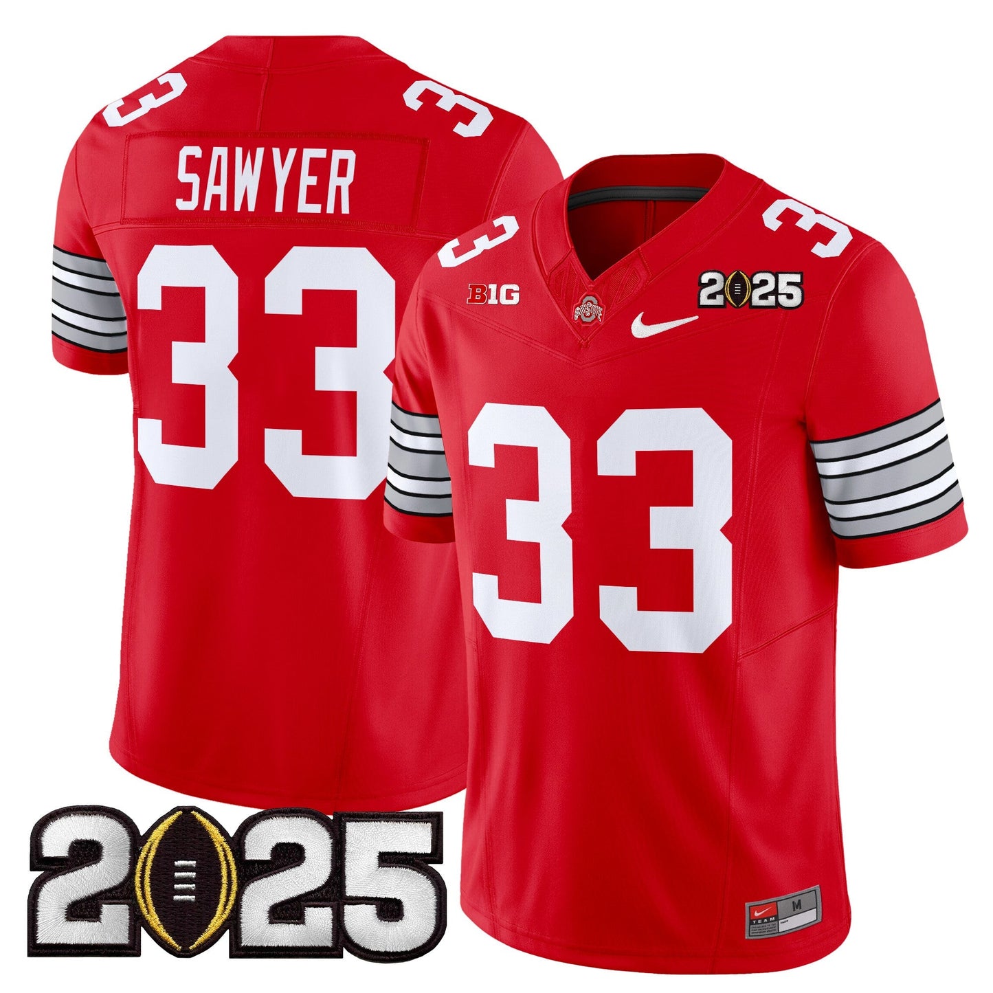Men's Ohio State Buckeyes 'Heritage Stripe' 2025 CFP Final Patch Vapor Limited Jersey - All Stitched