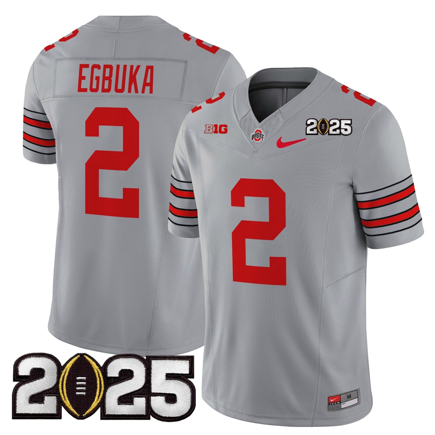 Men's Ohio State Buckeyes 'Heritage Stripe' 2025 CFP Final Patch Vapor Limited Jersey - All Stitched
