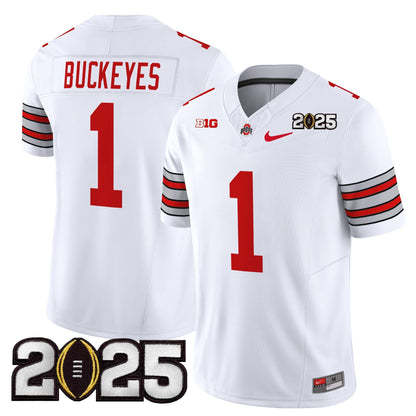 Men's Ohio State Buckeyes 'Heritage Stripe' 2025 CFP Final Patch Vapor Limited Jersey - All Stitched