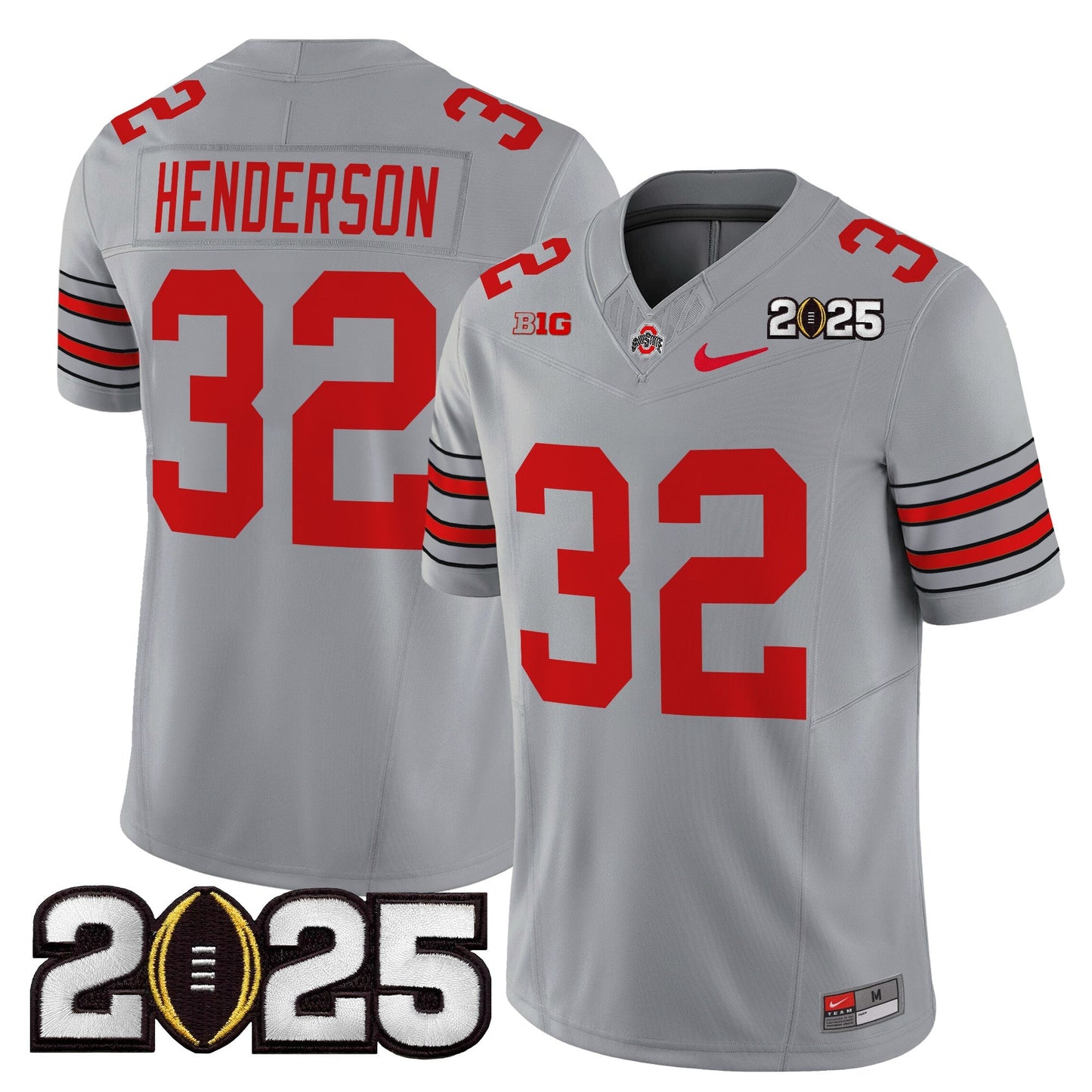 Men's Ohio State Buckeyes 'Heritage Stripe' 2025 CFP Final Patch Vapor Limited Jersey - All Stitched