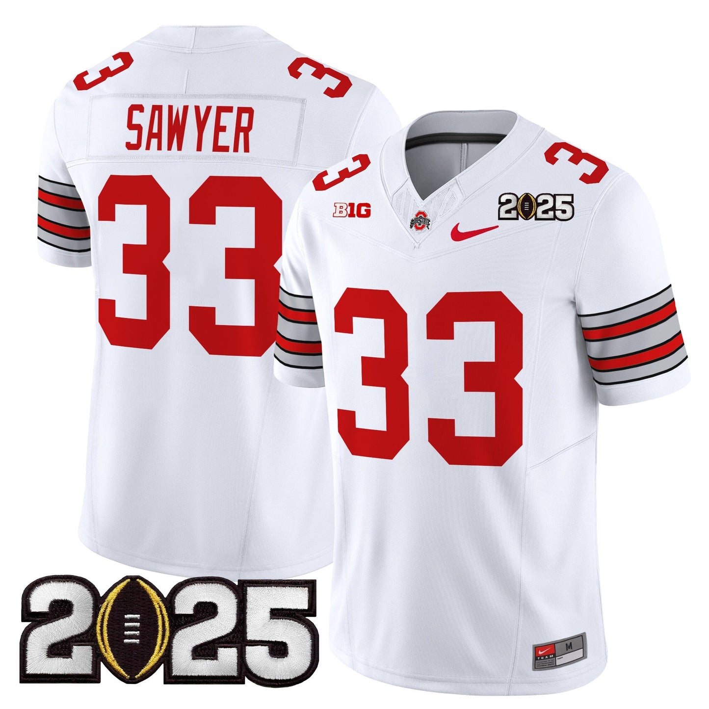 Men's Ohio State Buckeyes 'Heritage Stripe' 2025 CFP Final Patch Vapor Limited Jersey - All Stitched