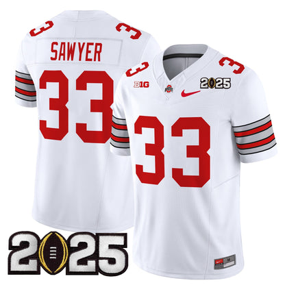 Men's Ohio State Buckeyes 'Heritage Stripe' 2025 CFP Final Patch Vapor Limited Jersey - All Stitched