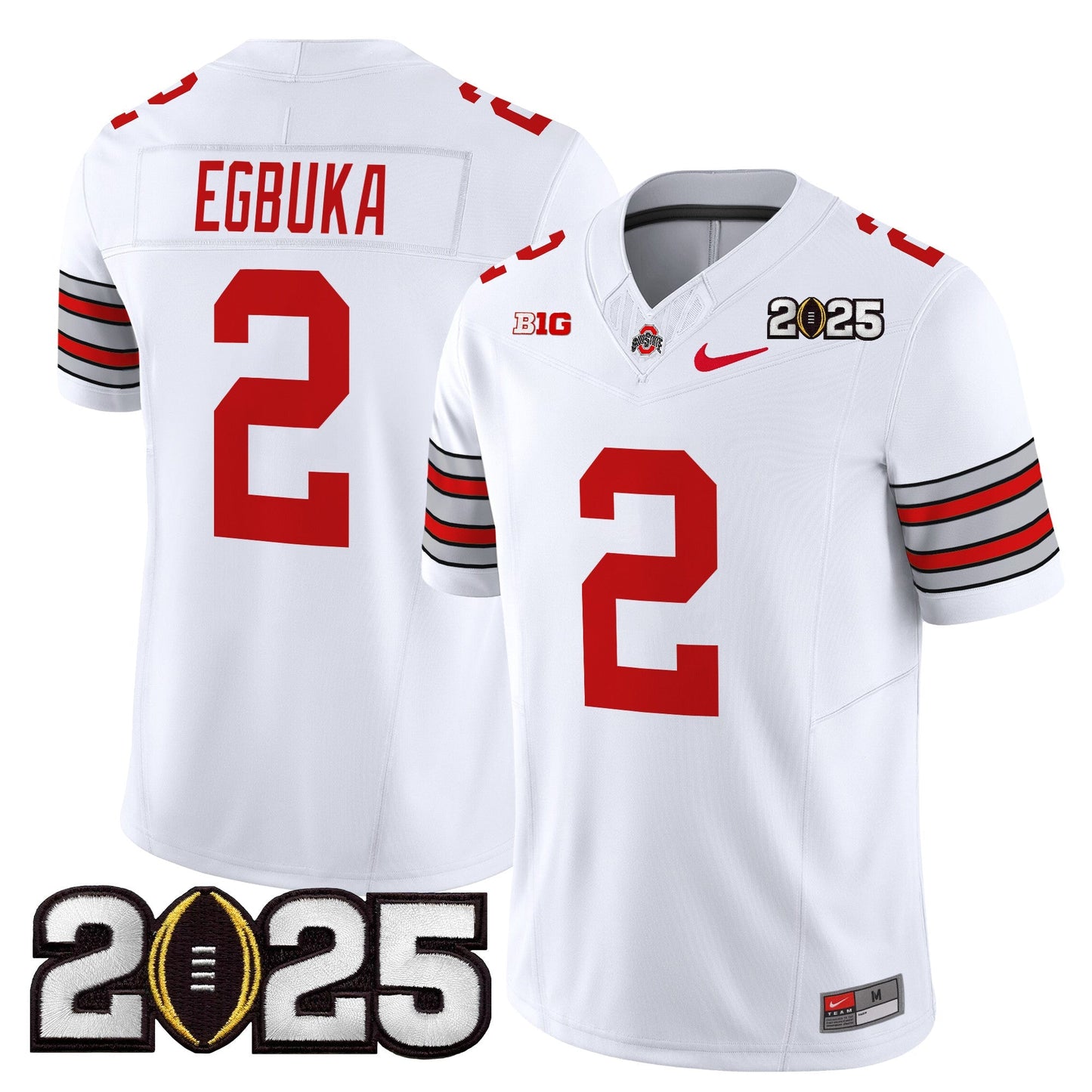 Men's Ohio State Buckeyes 'Heritage Stripe' 2025 CFP Final Patch Vapor Limited Jersey - All Stitched