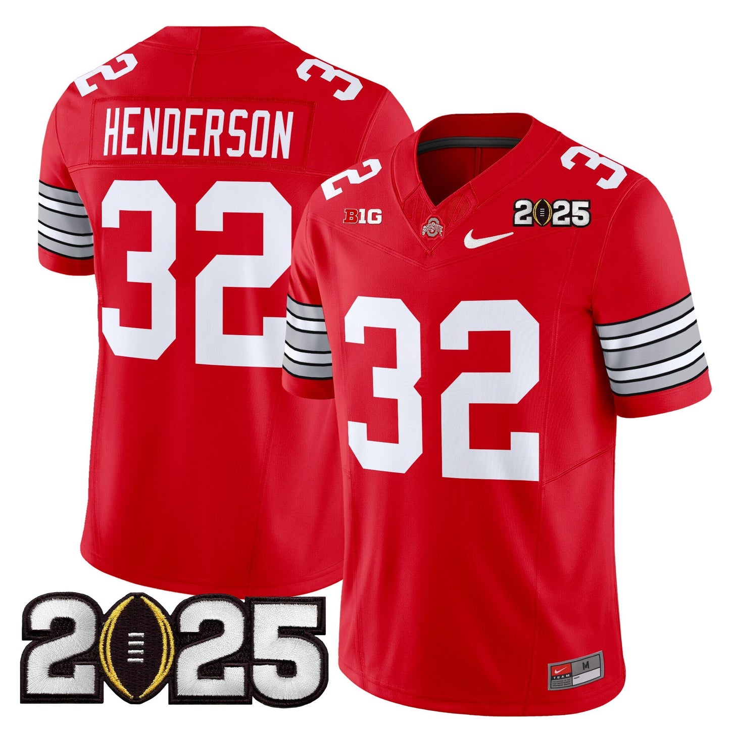 Men's Ohio State Buckeyes 'Heritage Stripe' 2025 CFP Final Patch Vapor Limited Jersey - All Stitched