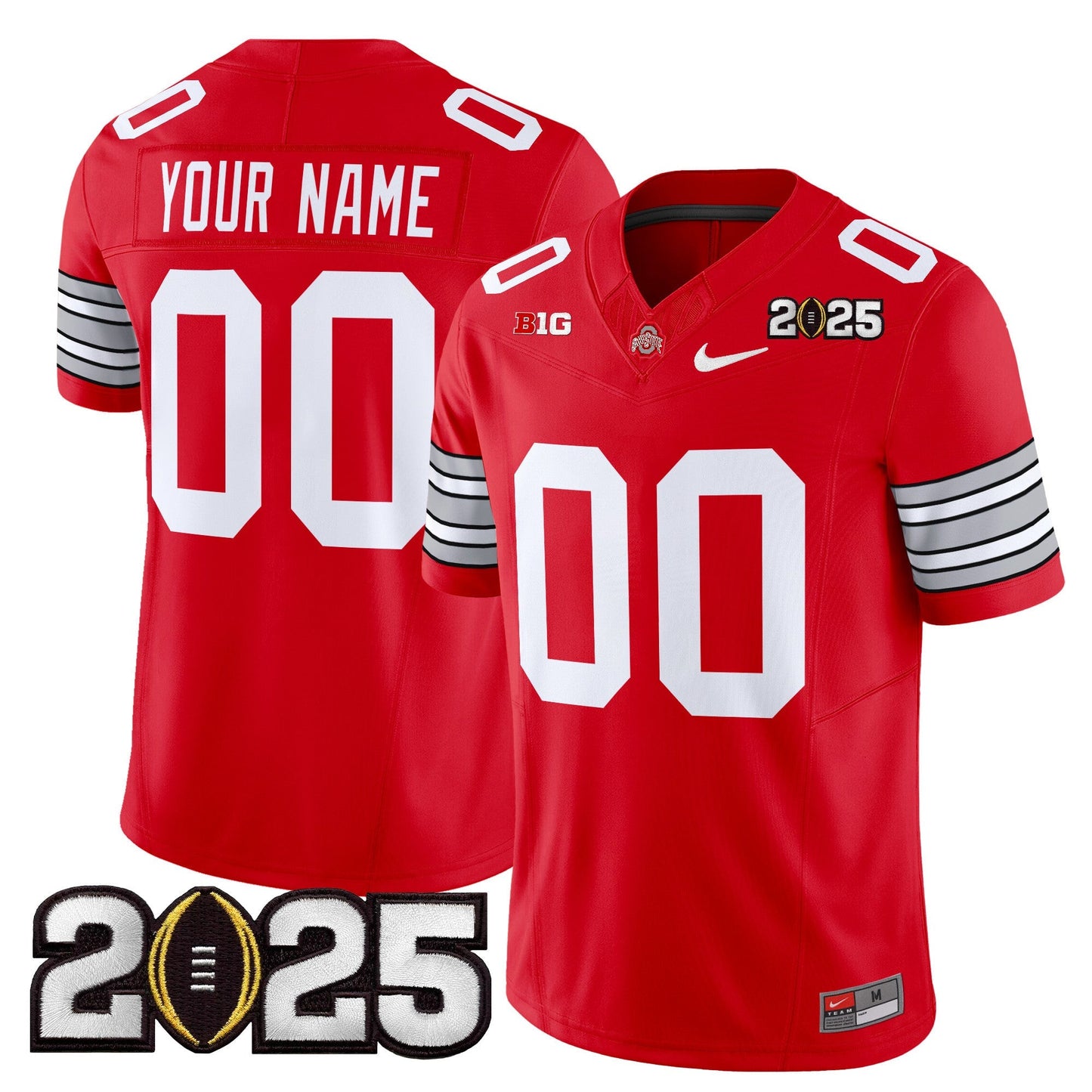 Ohio State Buckeyes 'Heritage Stripe' 2025 CFP Final Patch Vapor Limited Custom Jersey - All Stitched