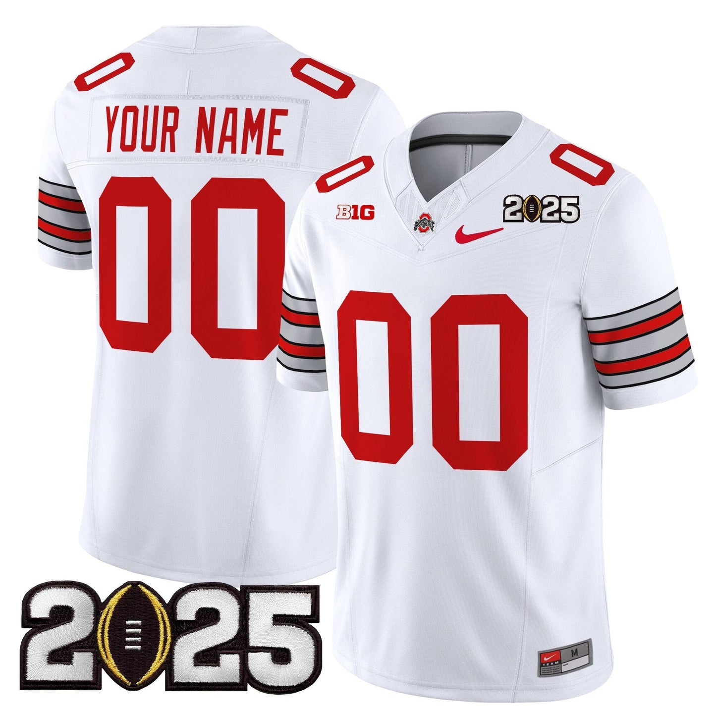 Ohio State Buckeyes 'Heritage Stripe' 2025 CFP Final Patch Vapor Limited Custom Jersey - All Stitched