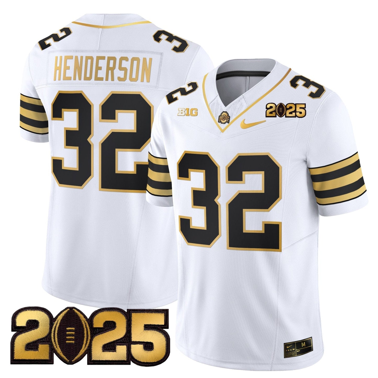 Men's Ohio State Buckeyes 'Heritage Stripe' CFP Final Patch Gold Vapor Limited Jersey - All Stitched