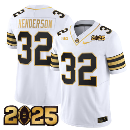 Men's Ohio State Buckeyes 'Heritage Stripe' CFP Final Patch Gold Vapor Limited Jersey - All Stitched