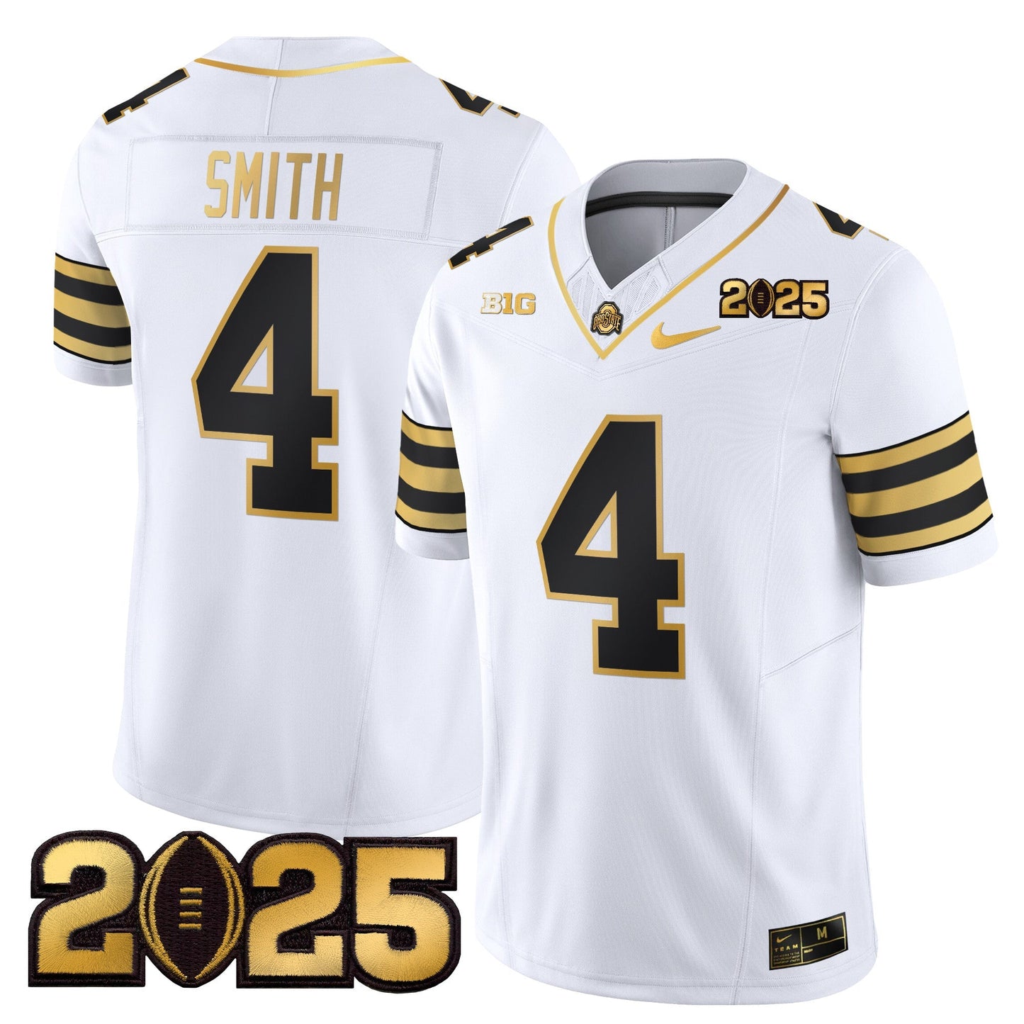 Men's Ohio State Buckeyes 'Heritage Stripe' CFP Final Patch Gold Vapor Limited Jersey - All Stitched