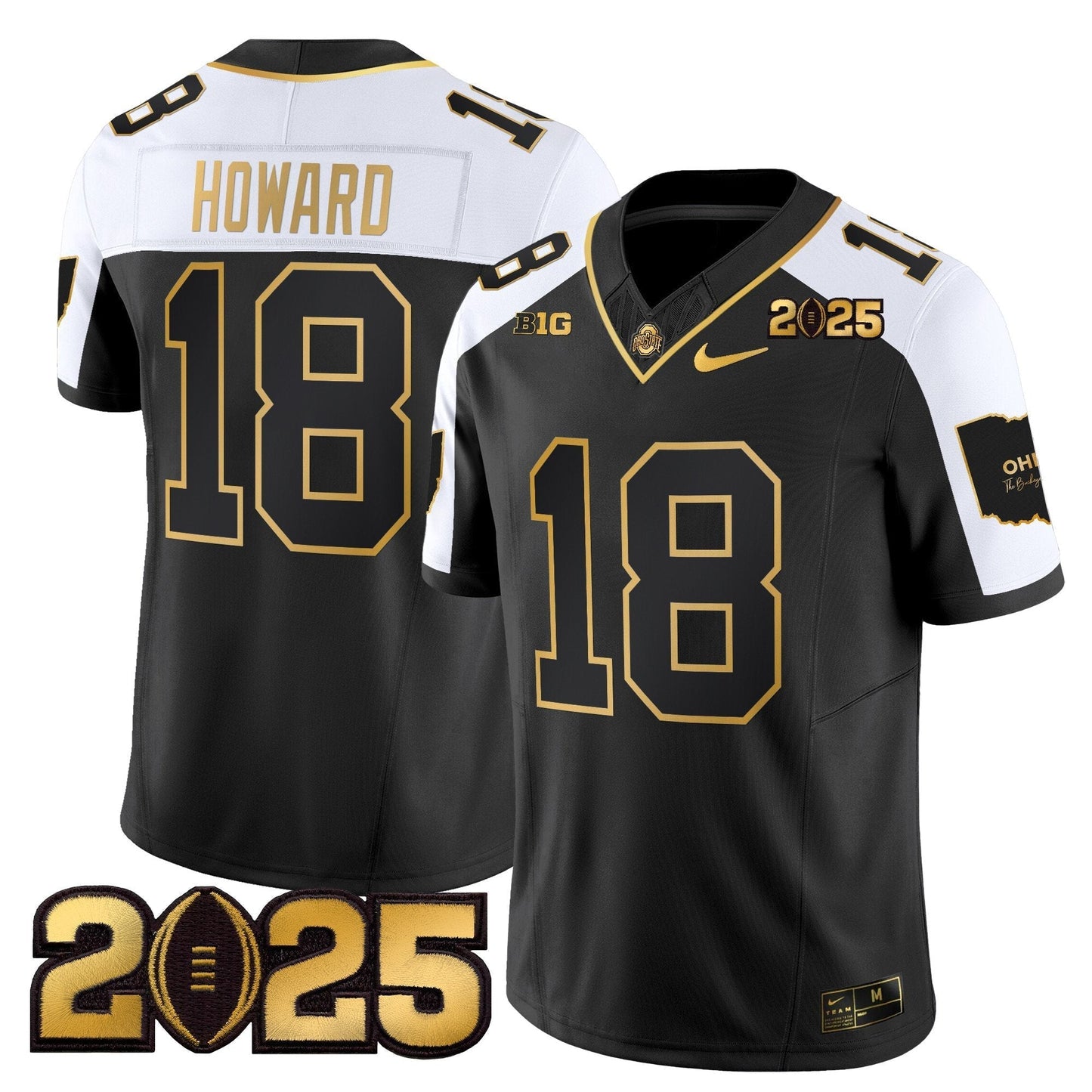 Men's Ohio State Buckeyes 'Heritage Stripe' CFP Final Patch Gold Vapor Limited Jersey - All Stitched