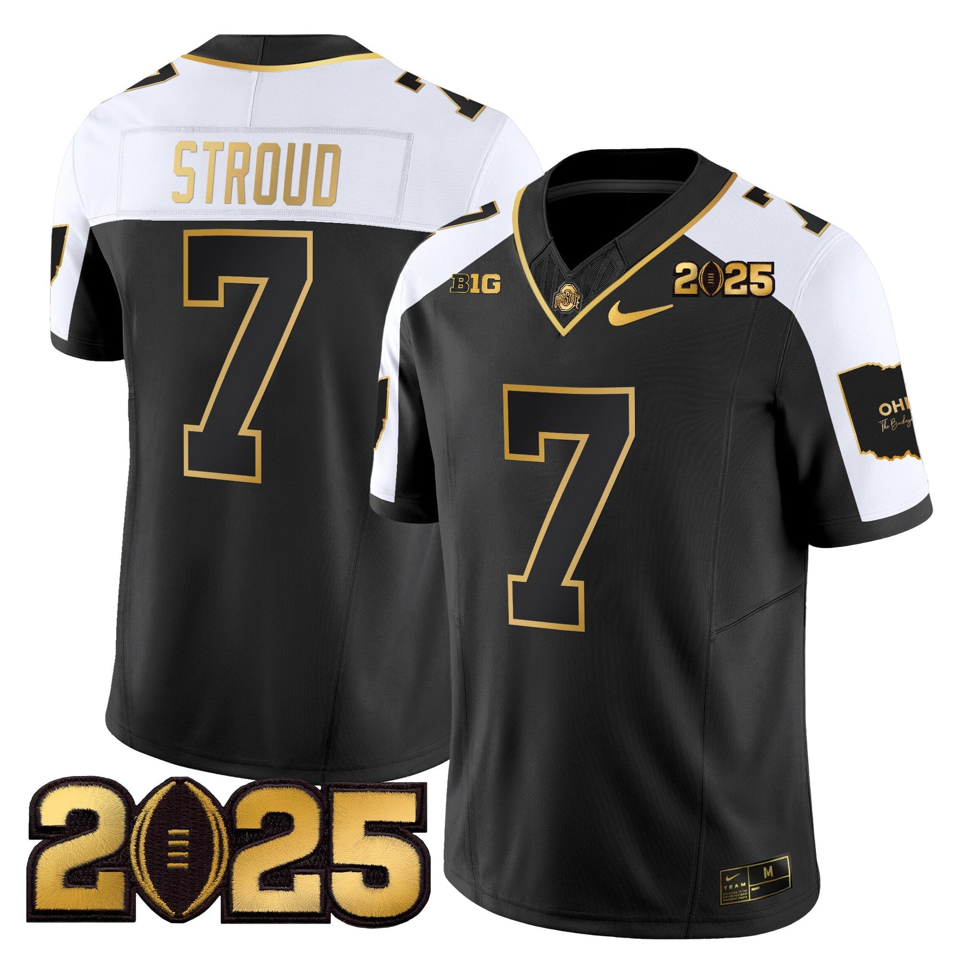 Men's Ohio State Buckeyes 'Heritage Stripe' CFP Final Patch Gold Vapor Limited Jersey - All Stitched