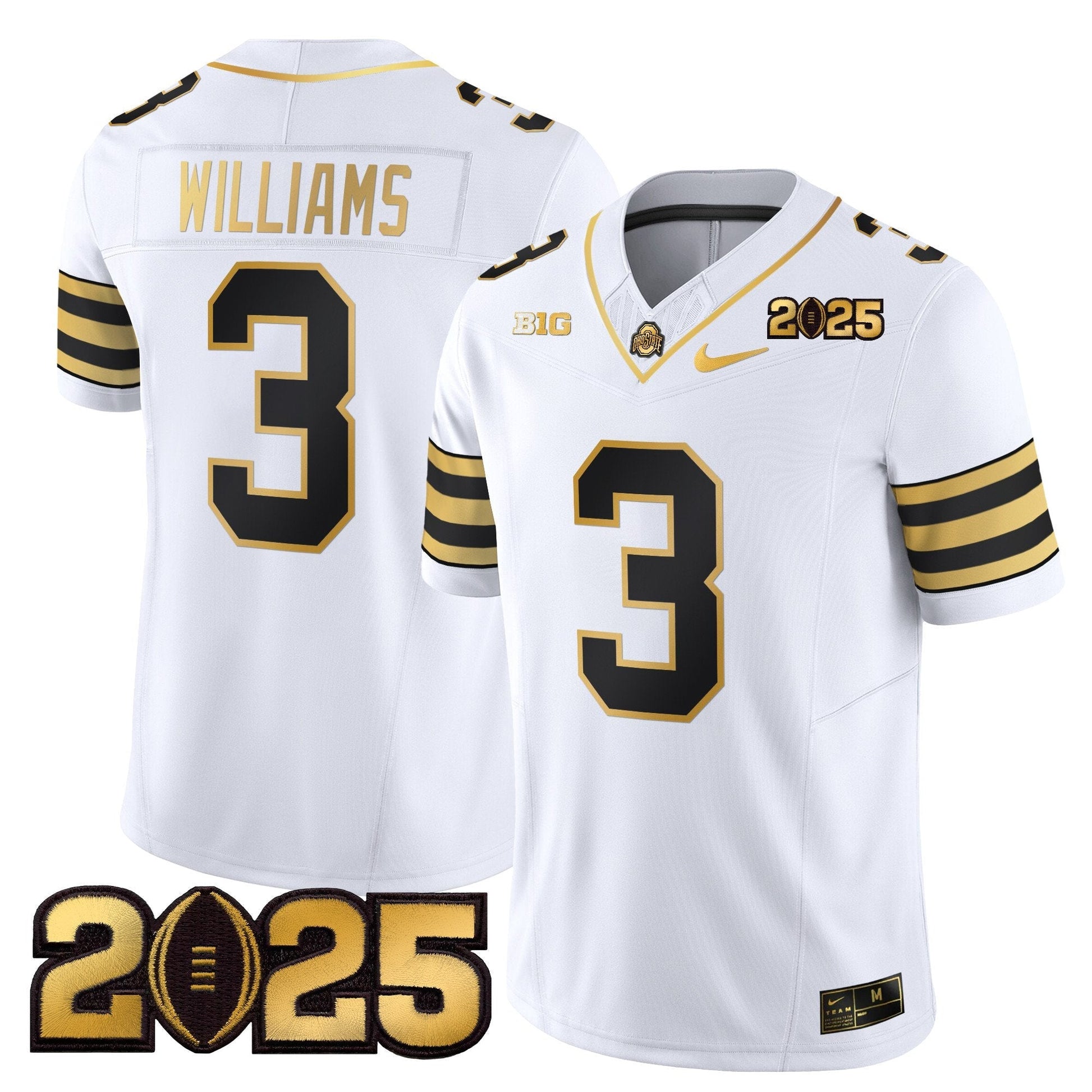 Men's Ohio State Buckeyes 'Heritage Stripe' CFP Final Patch Gold Vapor Limited Jersey - All Stitched