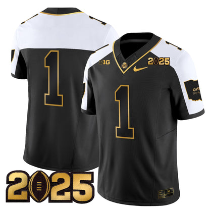 Men's Ohio State Buckeyes 'Heritage Stripe' CFP Final Patch Gold Vapor Limited Jersey - All Stitched